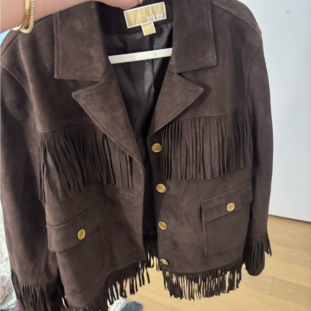 Michael Kors Brown Suede Fringe Blazer